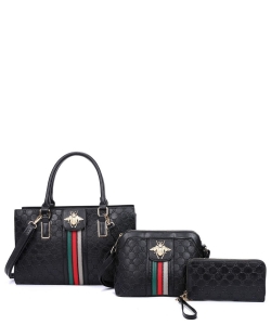 3 in 1 Bee Fashion Handbag Set RYXM21163 BLACK